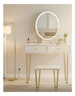 LED Dressing Table Strip Stool Set inWhite