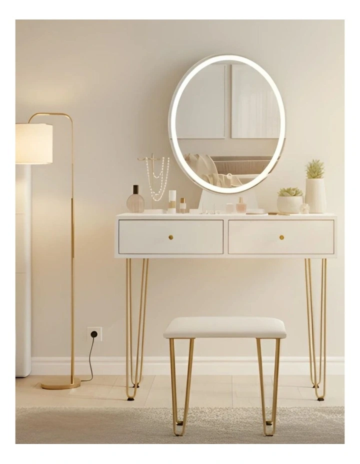 LED Dressing Table Strip Stool Set inWhite image 1