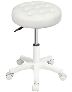 Rolling Salon Chairs Adjustable Height Bar Stools in White