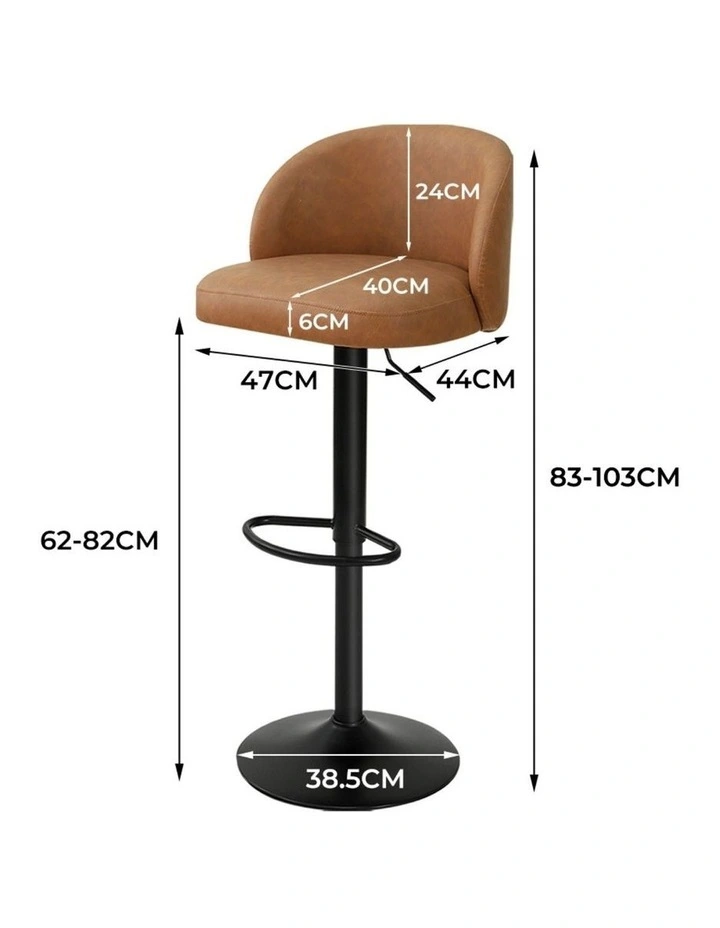 Pu Leather Footrest Swivel Adjustable Bar Stools x2 in Brown image 3