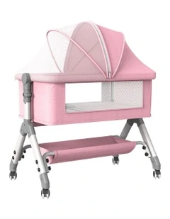 Cot Bed Adjustable Bedside in Pink