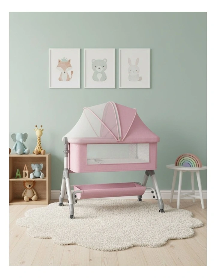Cot Bed Adjustable Bedside in Pink image 2