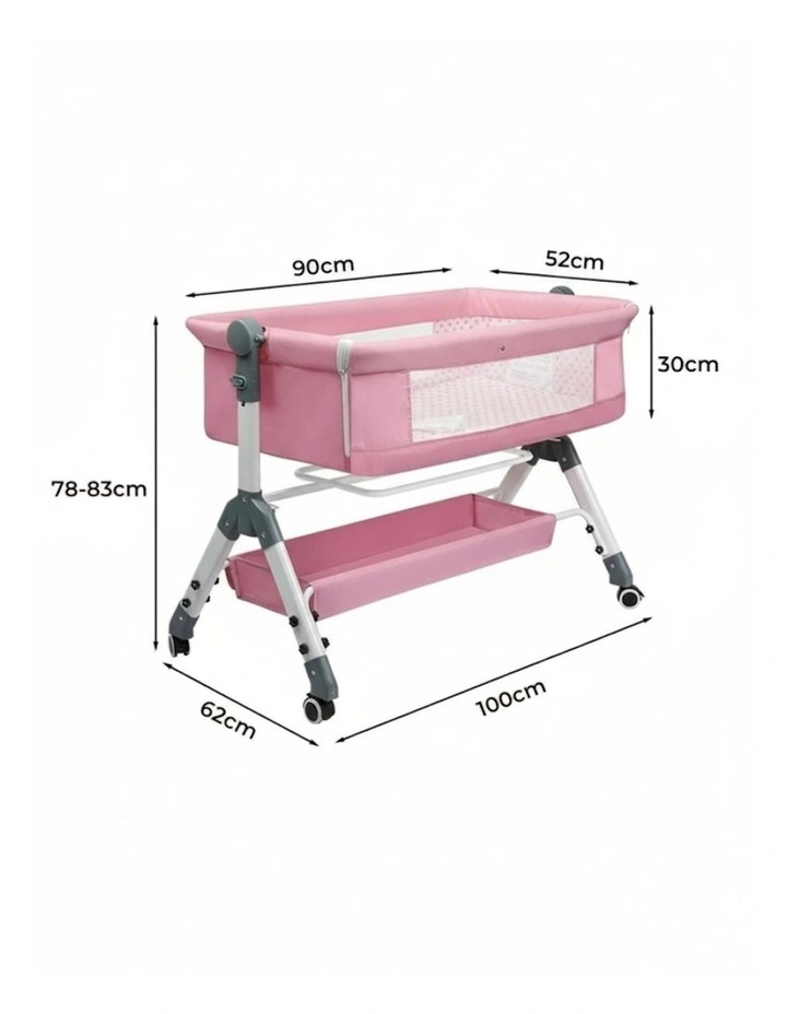 Cot Bed Adjustable Bedside in Pink image 3
