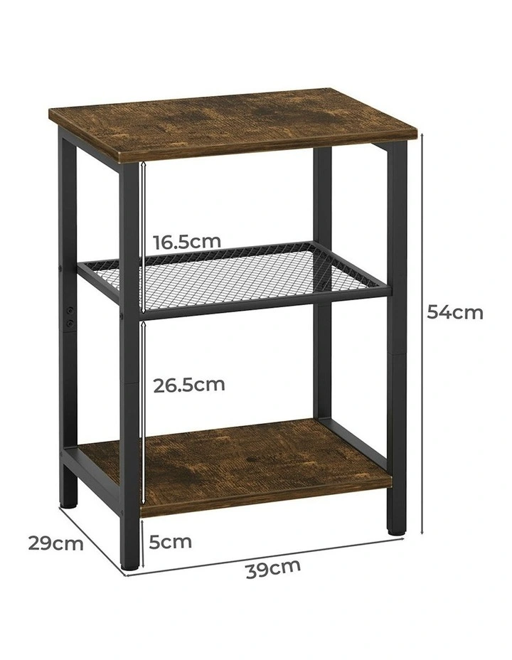 3-Tier End Side Table in Brown image 3