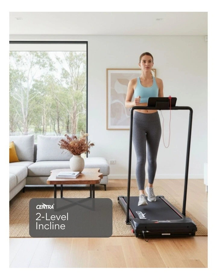 Electric Foldable Treadmill in Red/Black image 2