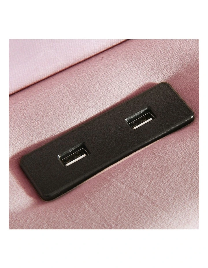 Double Floating Bed Frame With RGB LED Light Headboard USB Charge in Pink image 6