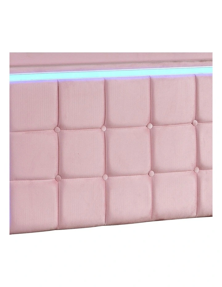 LED Light Queen Floating Bed Frame in Pink image 7
