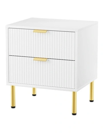 Metal Bedside Table in White
