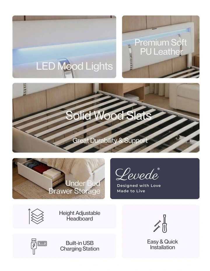 Double Adjustable Bed Frame in White image 4