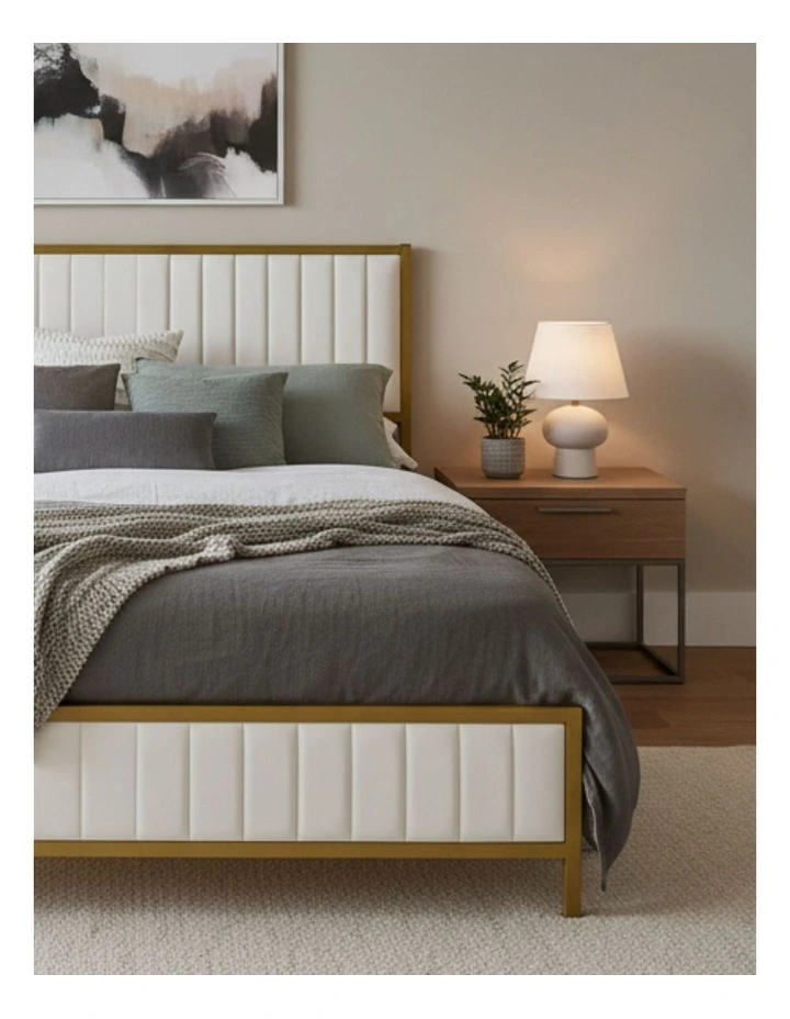 Storage Queen Metal Bed Frame in Beige image 2