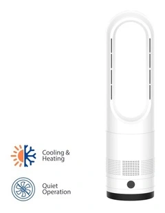 Oscillating Cooler and Heater Bladeless Fan in White