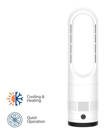 Oscillating Cooler and Heater Bladeless Fan in White