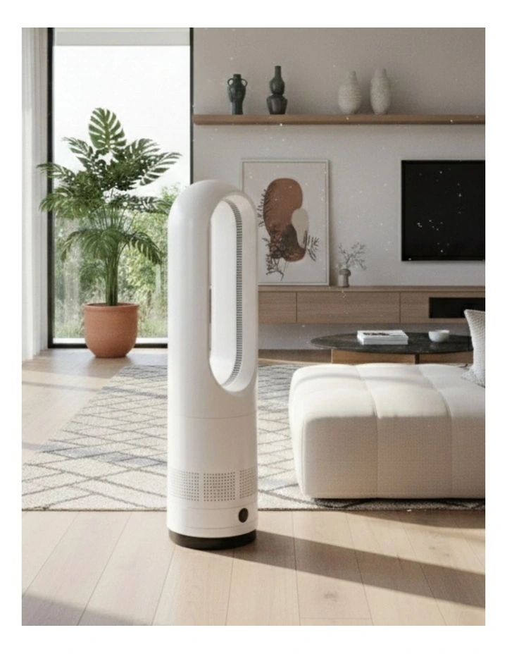 Oscillating Cooler and Heater Bladeless Fan in White image 2