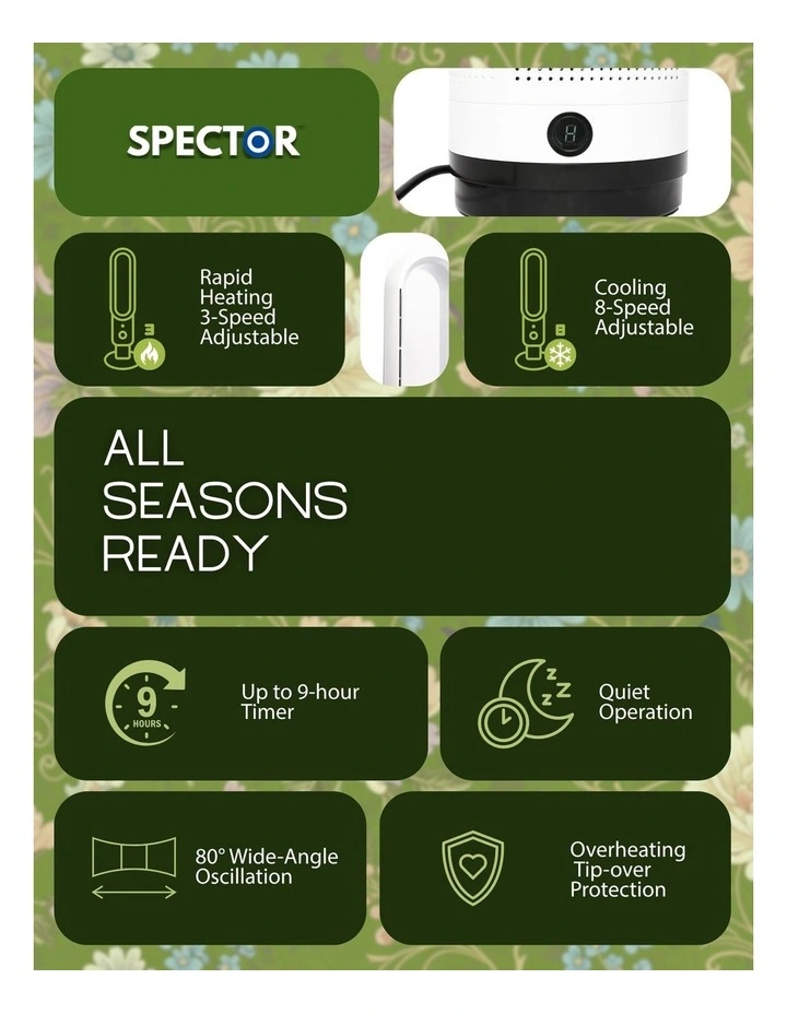 Oscillating Cooler and Heater Bladeless Fan in White image 4