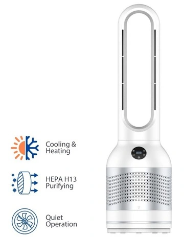 3 in 1 Bladeless Fan with Cooling Heating and Air Purification in White