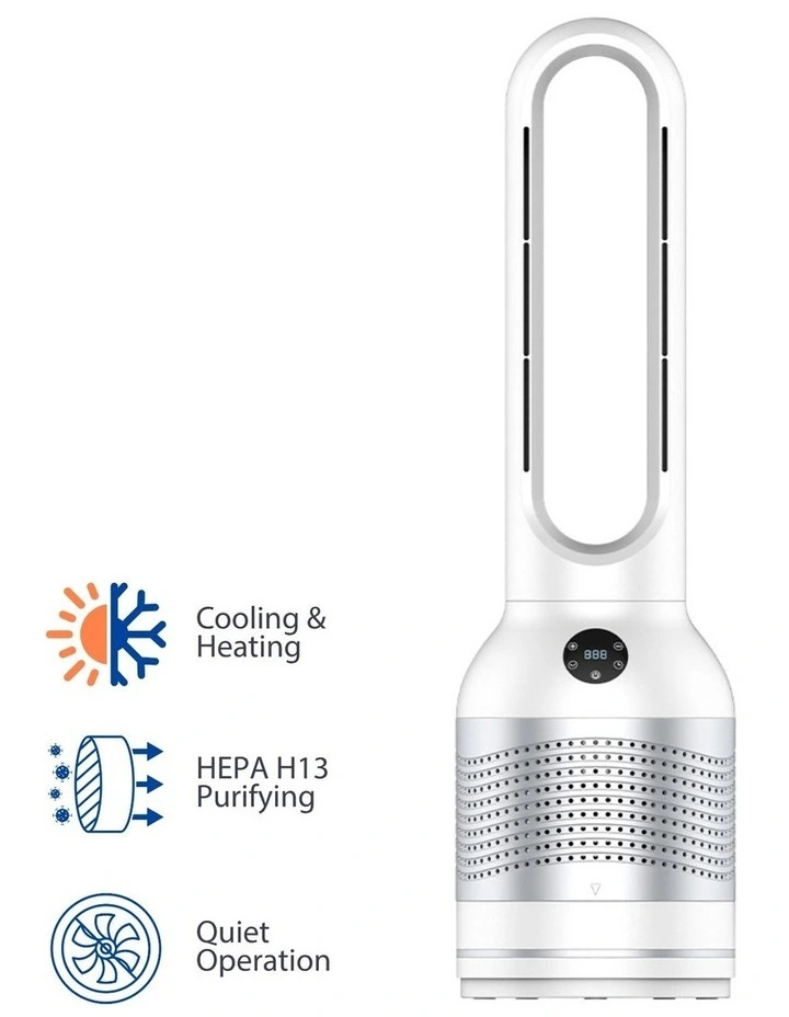 3 in 1 Bladeless Fan with Cooling Heating and Air Purification in White image 1