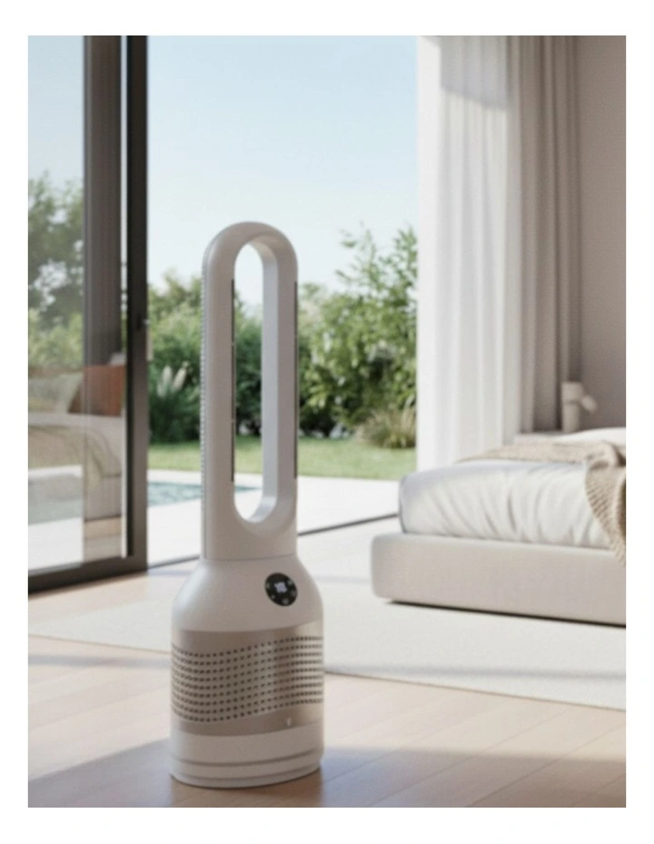 3 in 1 Bladeless Fan with Cooling Heating and Air Purification in White image 2