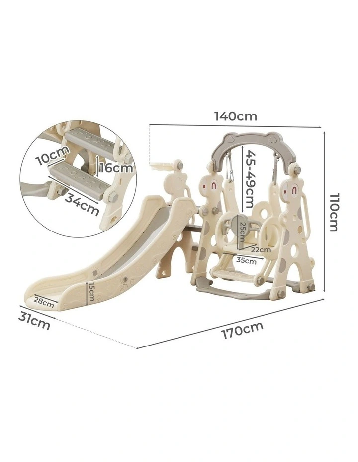 Kid 4-in-1 Slide Swing Basketball Hoop Set image 3