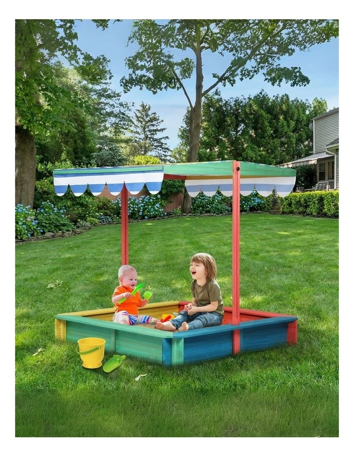 Bopeep Kids Adjustable UV Resistant Wooden Sandbox Sand Pit image 2