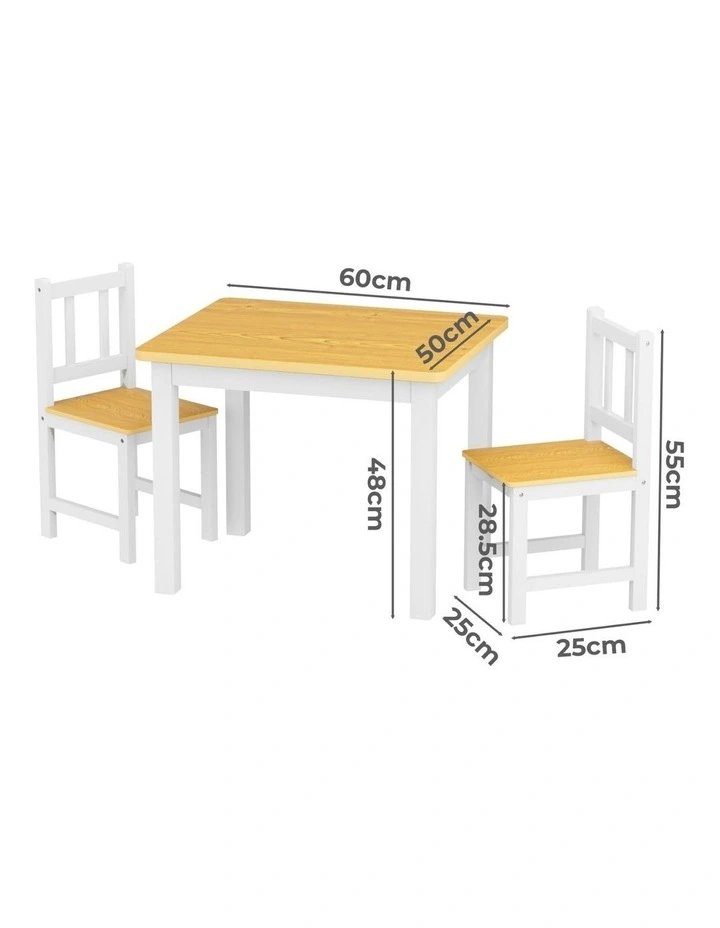 Kids Table and Chairs Set 3 Pieces in White image 3