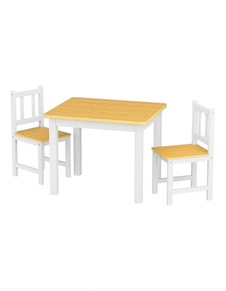 Kids Table and Chairs Set 3 Pieces in White image 7