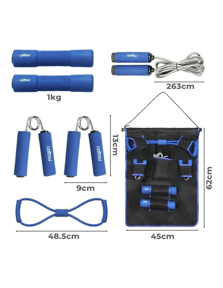 Resistance Bands Dumbbell Jumping Rope Hand Grip Set in Blue image 3