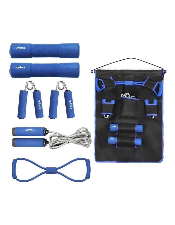 Resistance Bands Dumbbell Jumping Rope Hand Grip Set in Blue image 4
