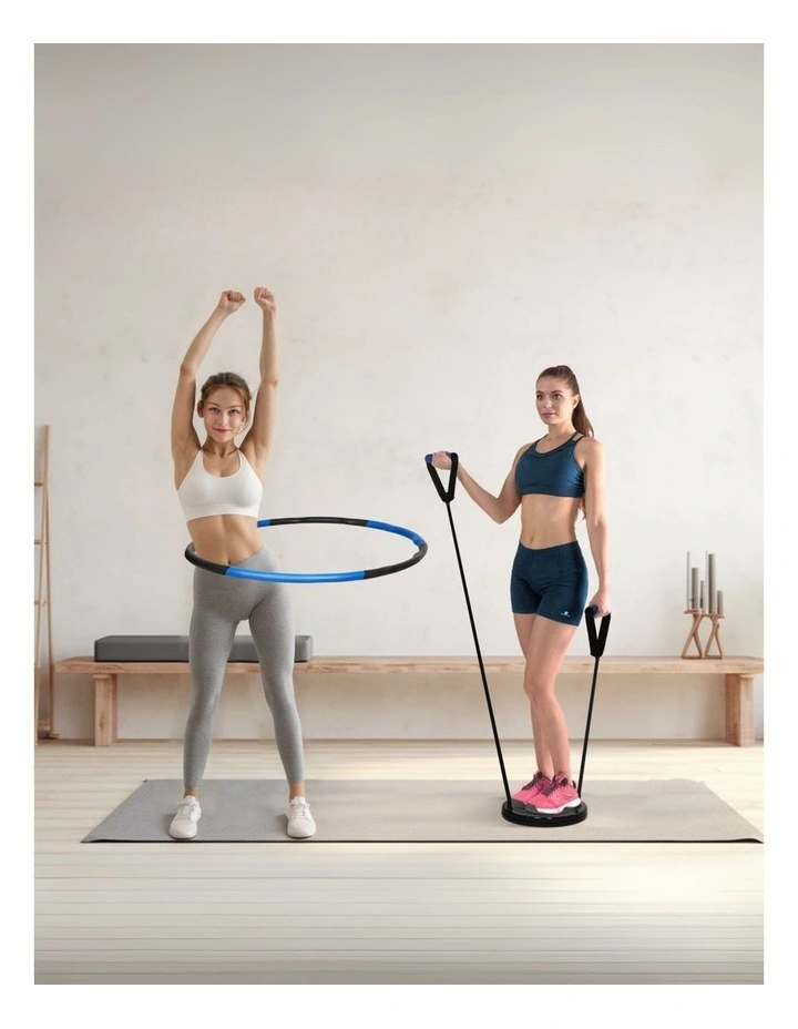 Exercise Roller Wheels Hula Hoop Push Up Bars Hand Grip Set in Blue/Black image 2