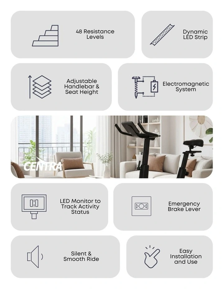 Electromagnetic LED Display Exercise Bike in Black/Grey image 4