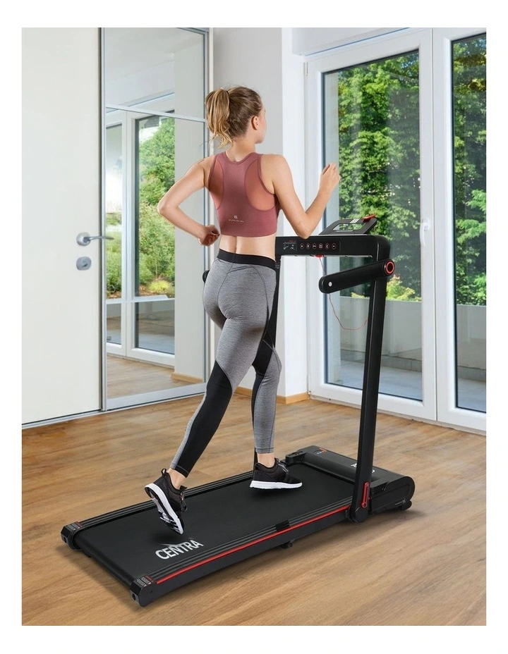 Remote Control LED Display Foldable Treadmill in Black/Red image 2