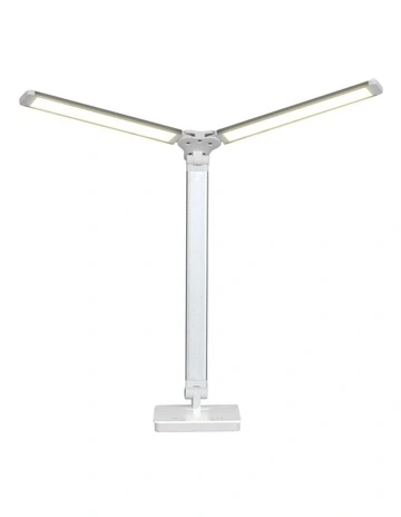 Foldable Adjustable Double Head LED Desk Lamp in White