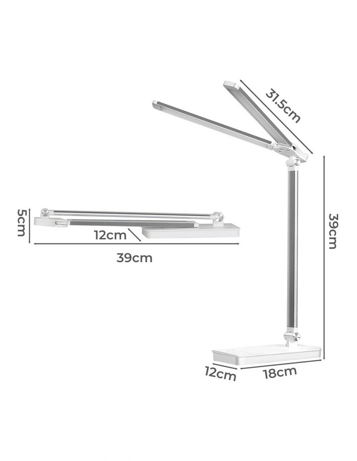 Foldable Adjustable Double Head LED Desk Lamp in White image 3