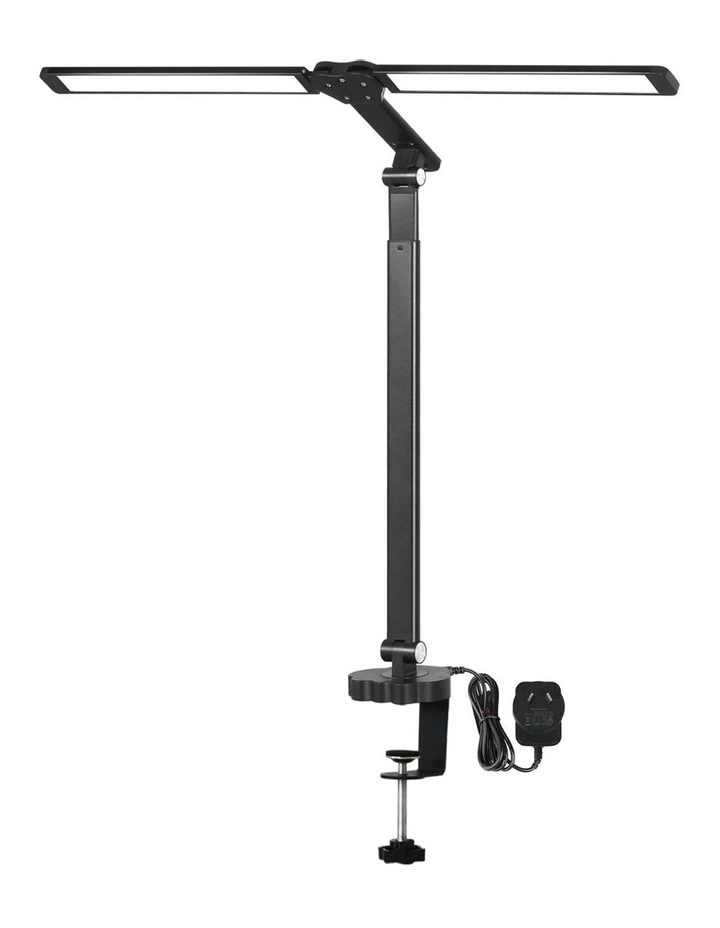 Adjustable Double Head LED Desk Lamp in Black image 1