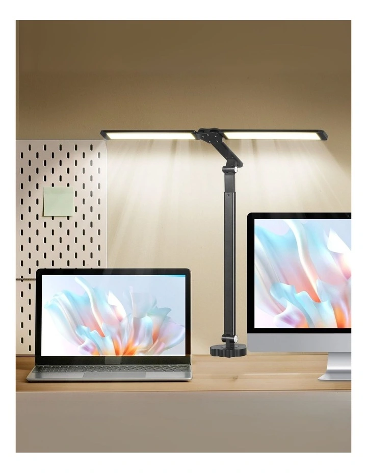 Adjustable Double Head LED Desk Lamp in Black image 2