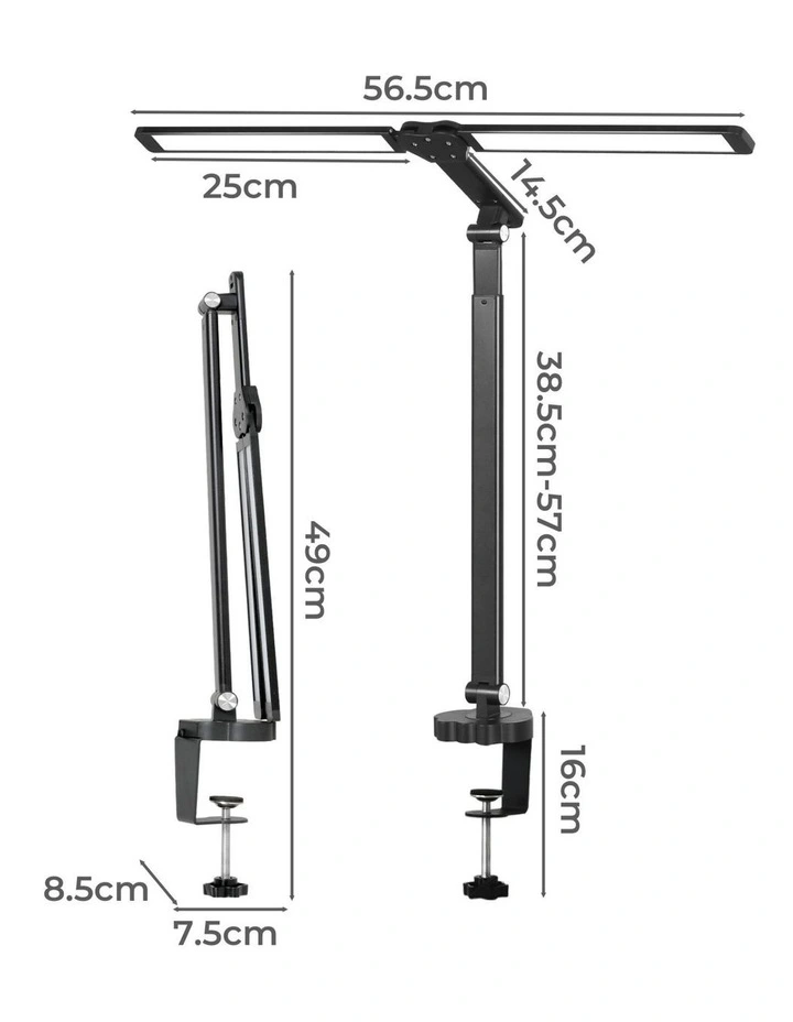 Adjustable Double Head LED Desk Lamp in Black image 3
