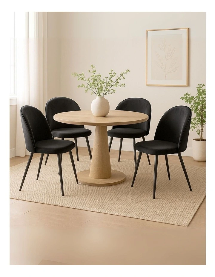 4x Upholstered Velvet Dining Chairs in Black image 2