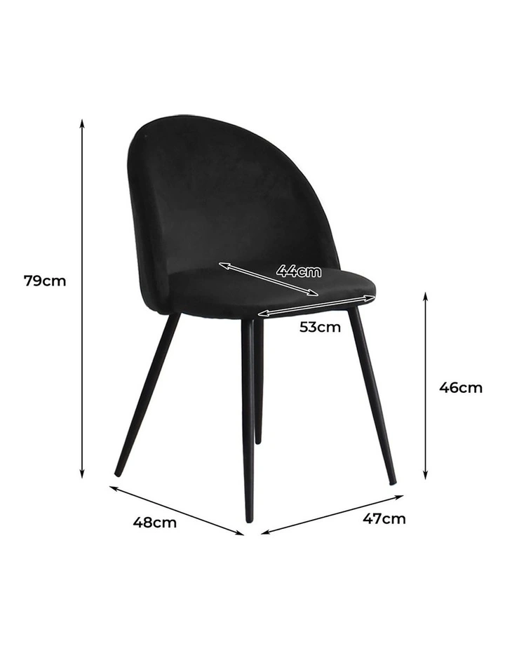4x Upholstered Velvet Dining Chairs in Black image 3