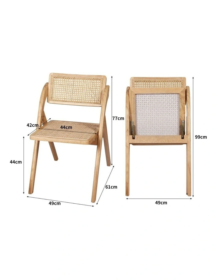 4x Foldable Rattan Dining Chairs in Natural image 3