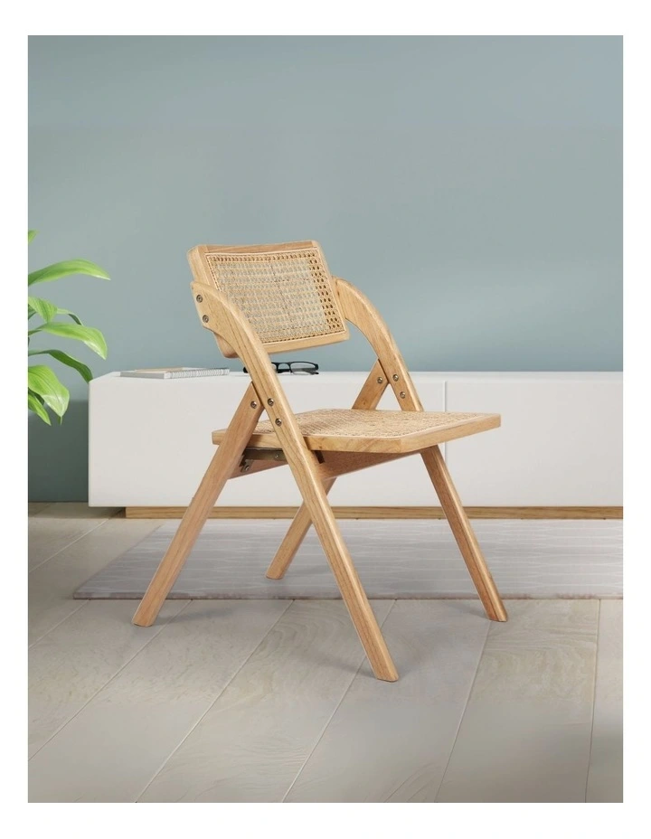 4x Foldable Rattan Dining Chairs in Natural image 6