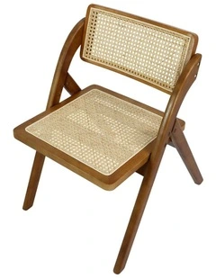 4x Foldable Rattan Dining Chairs in Walnut