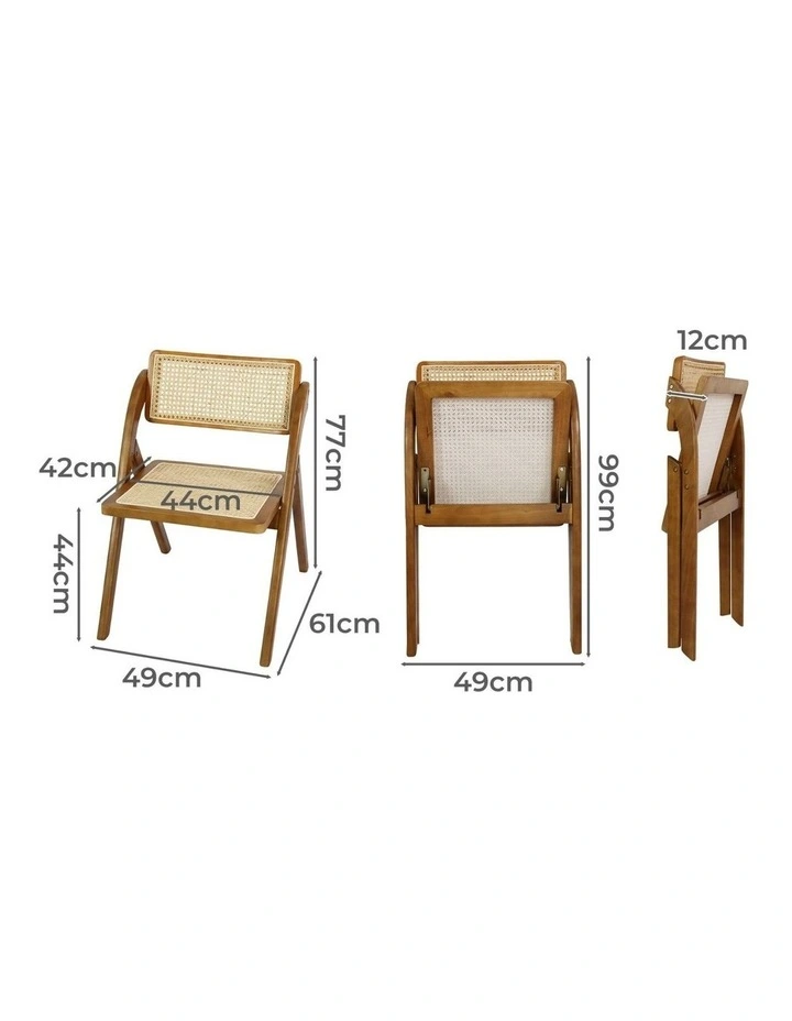 4x Foldable Rattan Dining Chairs in Walnut image 3