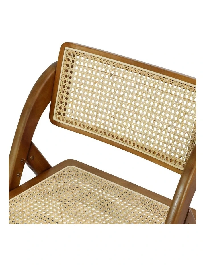 4x Foldable Rattan Dining Chairs in Walnut image 4