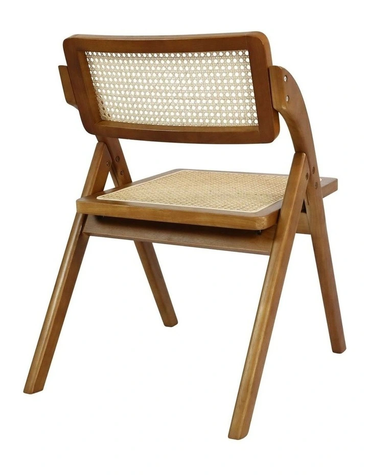 4x Foldable Rattan Dining Chairs in Walnut image 5