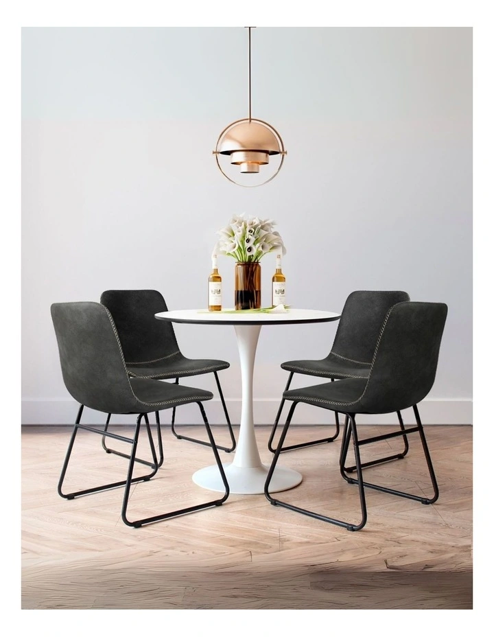 Retro Padded Dining Chair in Grey image 7