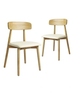 Leather Dining Chair 2 Piece in Brown
