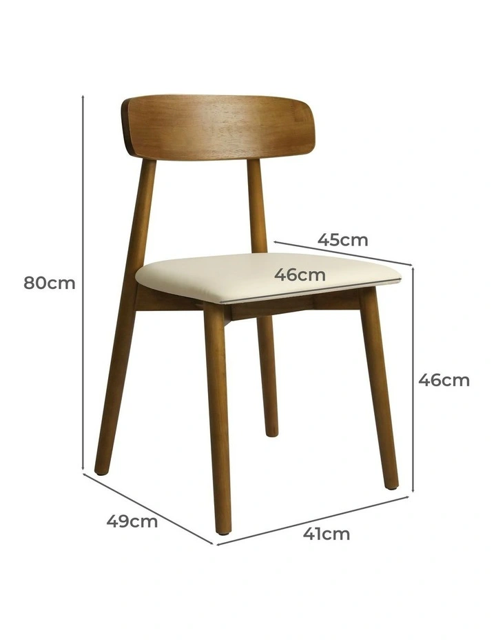 Leather Rubberwood Dining Chair 2 Piece in Brown image 3
