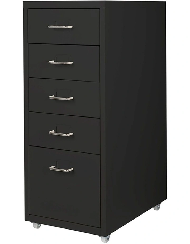 5 Drawer Office Storage Cabinet in Black image 1
