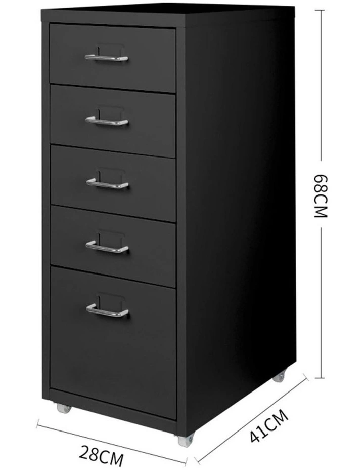 5 Drawer Office Storage Cabinet in Black image 3