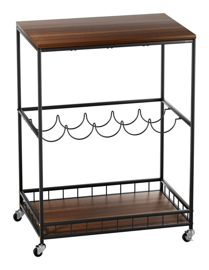 Vintage Bar Cart Wooden Drinks Serving Trolley in Multi image 1