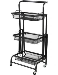 3 Tier Kitchen Trolley Cart in Black